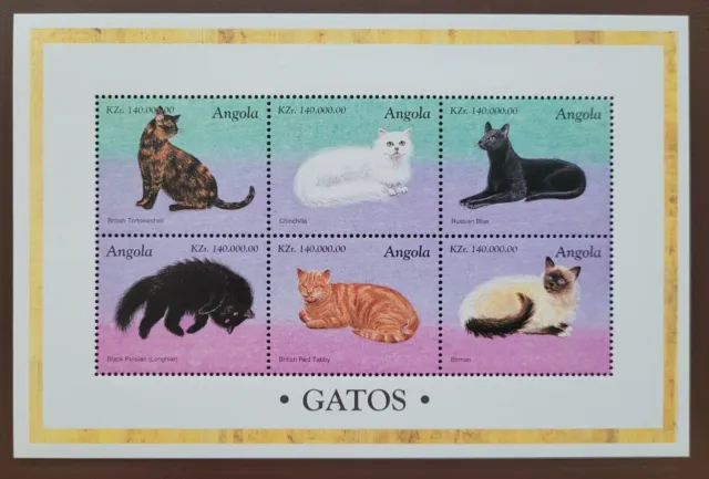Angola 1999 / Domestic Animals - Cats - Cinchilla,  Black Persian.../  6v ms