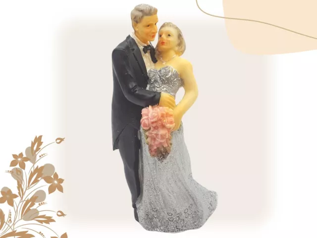 Dekofigur zur Silberhochzeit Tortenfigur 25 Jahre silberne Hochzeit Dekoration