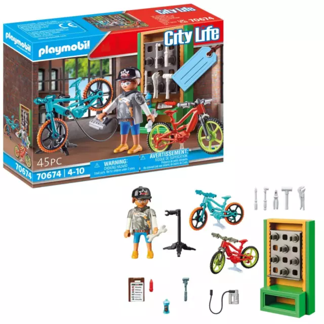 PLAYMOBIL City Life 70674 Taller Reparación Bicicleta Figura Juegos Construcción