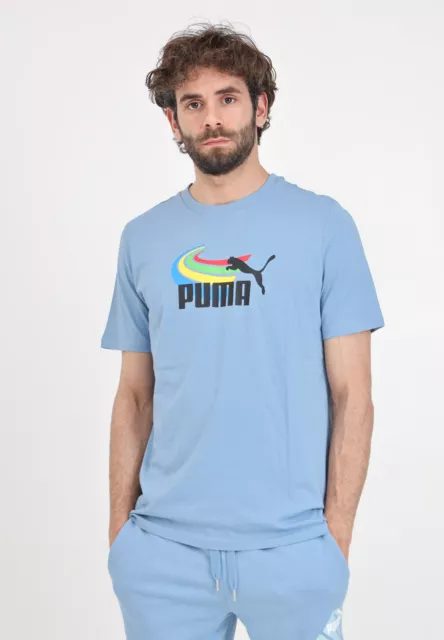 PUMA T-shirt Uomo Azzurro MANICA CORTA T-shirt sportiva celeste da uomo Gra