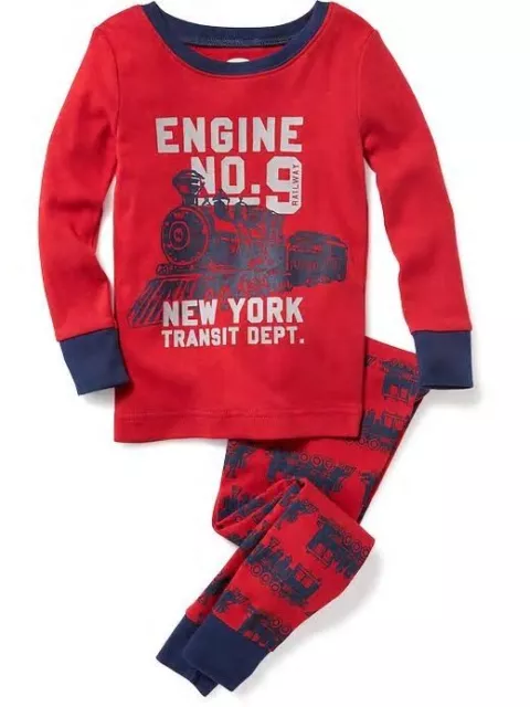 NWT Old Navy Choo Choo Train Graphic Sleep Set Pajamas Set PJ Boys 2T 3T 5T