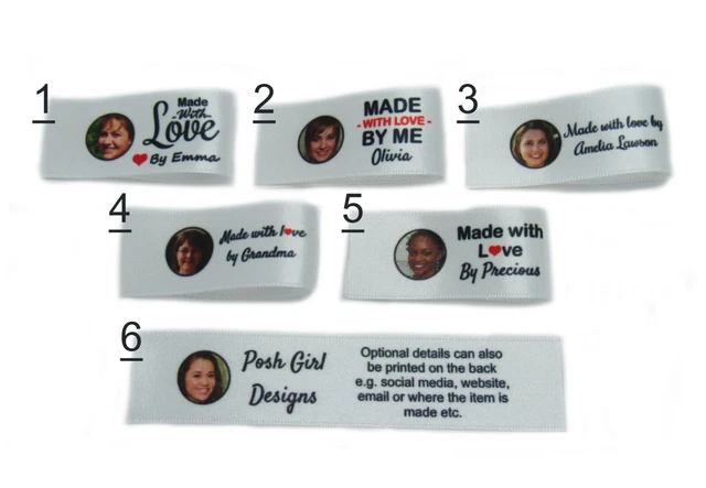 Personalised Photo Handmade with love sew stitch in craft hobby business labels