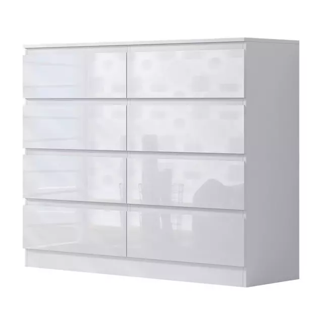 White Gloss Chest of Drawers 2/3/5/6/7/8 Modern Design Bedroom Bedside Cabinet.