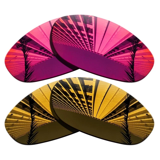 2Pairs Polarized Replacement Lens For-Oakley Monster Dog-Fuchsia Red+Copper Gold