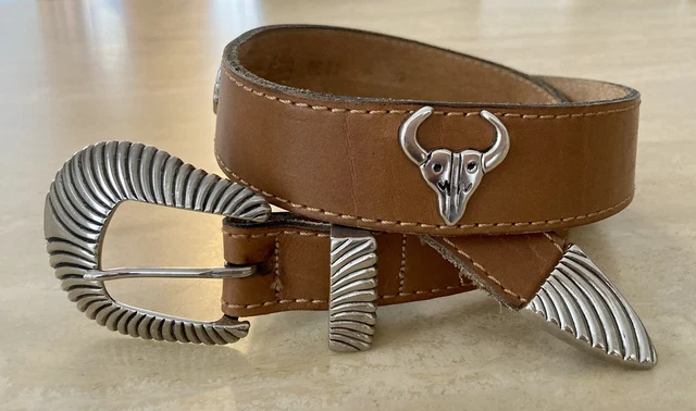 LEVI’S Concho Ranger Buckle Set Southwest Style Sunburst Tan Leather Belt