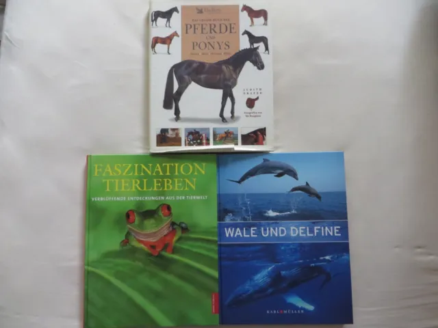 3 Bücher über die Tierwelt Pferde / Wale - Delphine / Verschiedene