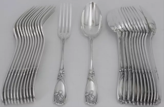 12 couverts de table 24 pièces Maxim's Art Nouveau 12 fourchettes + 12 cuillères