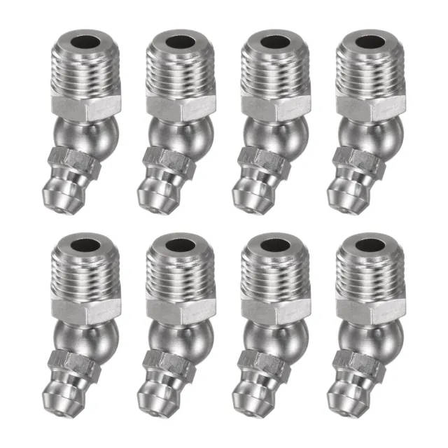 8pcs 304 Stainless Steel 45 Degree Hydraulic Grease Fitting M10x1 Thread