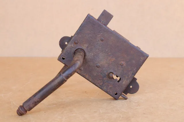Old Antique Primitive Hand Wrought Latch Door Lock with Key Working 1900's