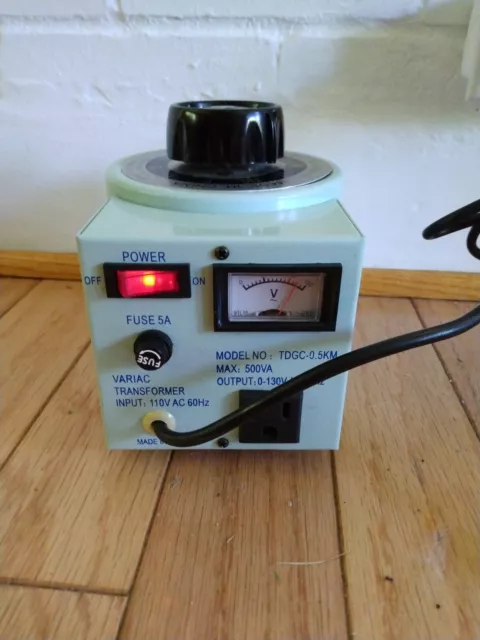 500W Variac Transformer Variable AC Voltage Regulator Metered 5Amp 110V 0-130V