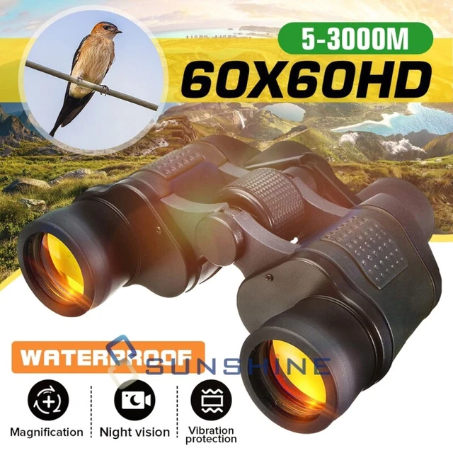 German Military Army 60x60 Binoculars Prism HD Scopes Night Vision Hunting w/Bag