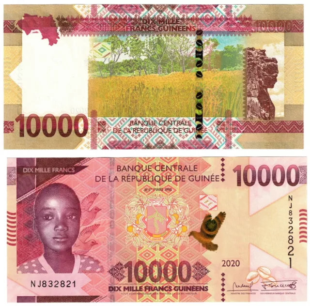 2020 (2022) Guinee GUINEA 10,000 Francs P49 b Banknote UNC