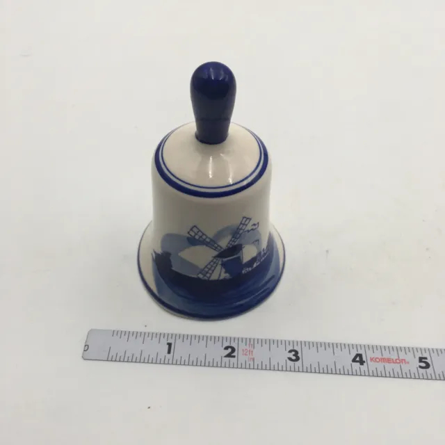 Vintage Delft Bell from Holland Dutch Blue White Hand Painted 4”