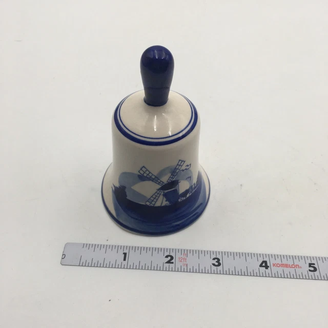 Vintage Delft Bell from Holland Dutch Blue White Hand Painted 4”