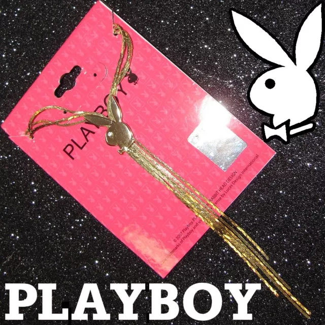 Playboy Y Necklace Bunny Pendant Multi-strand Gold Plated Lariat y2k Deadstock