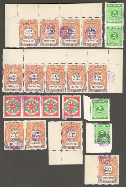 (AOP) Bangladesh revenue stamps - large blocks - 100+