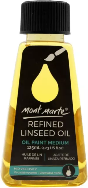 Mont Marte Premium Refined Linseed Oil 4.2 Fluid Ounce (125Ml) Enhance Oil Pa...
