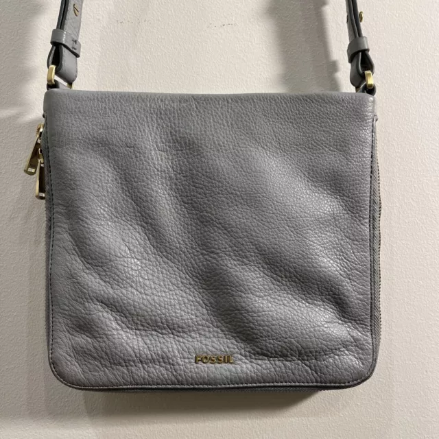 Fossil Preston Pastel Blue Pebbled Leather Crossbody Bag Shoulder Bag Messenger