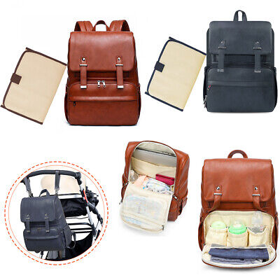 Baby Diaper Bag Large Capacity Nappy Mummy PU Leather Maternity Travel Bag