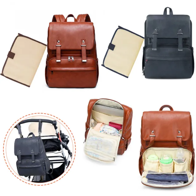 Baby Diaper Bag Large Capacity Nappy Mummy PU Leather Maternity Travel Bag
