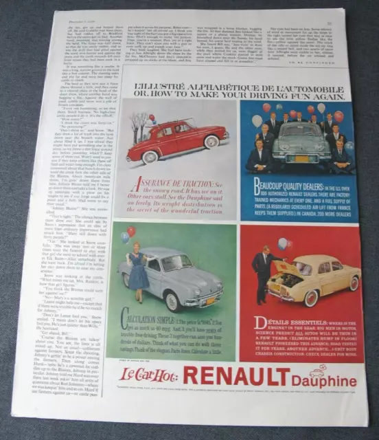 Original Renault Dauphine Le Car Hot advertising from a magazine December 1959