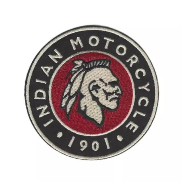 INDIAN IRON ON PATCH 3" Round Embroidered 1901 Motorcycle Biker Jacket Racing