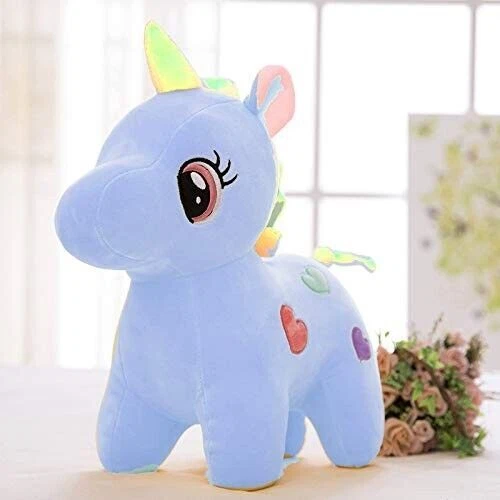 STUFF CUTE SQUISHY Standing Horse With Smiling Face Soft Toy Blue Color