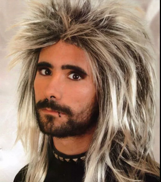 Men's Long Blonde Spikey Punk Rock 80s Mullet Wig Costume Accessories