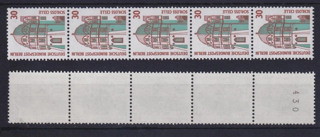 Berlin 793 A RM 5er Streifen mit gerader Nummer SWK 30 Pf postfrisch