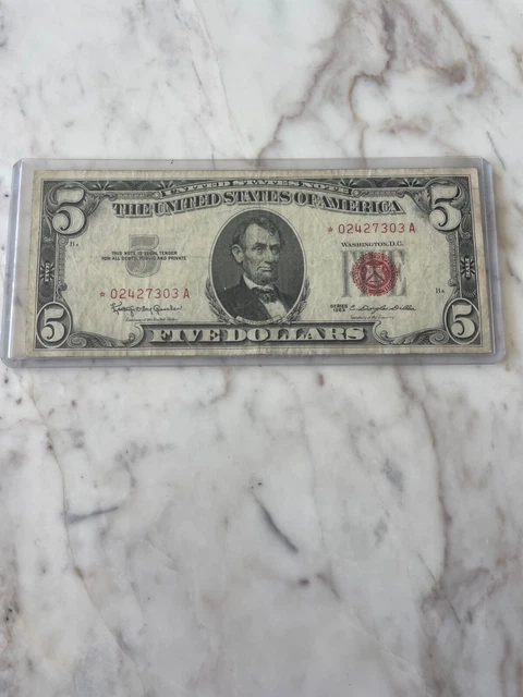 1963 $5 Star Note *02427303A Circulated !!!