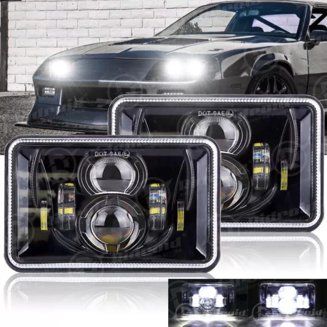 Fit Chevrolet Camaro Iroc-Z 1982-1992 DOT 2PCS 4x6" LED Headlights Hi/Lo Beam H4