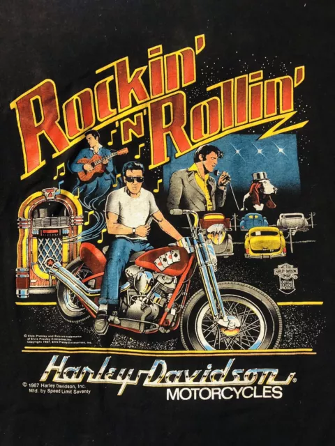 Vintage Elvis Harley Davidson Rock N Roll 1987 Shirt Medium M