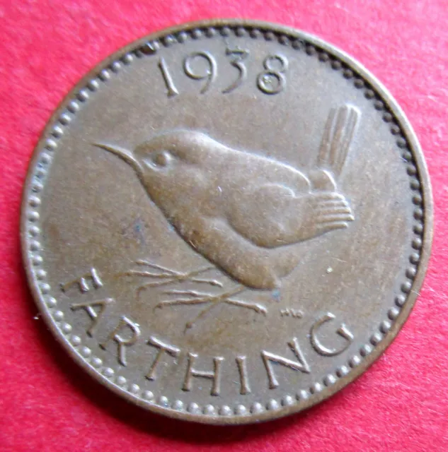 Britain  Perfect Year Celebration Date 1938 One Wren Farthing Coin Birthdays Ect