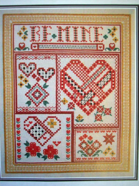 Be Mine Hearts bordado Hardanger satinado puntadas Hardangerson patrón Hardangerson