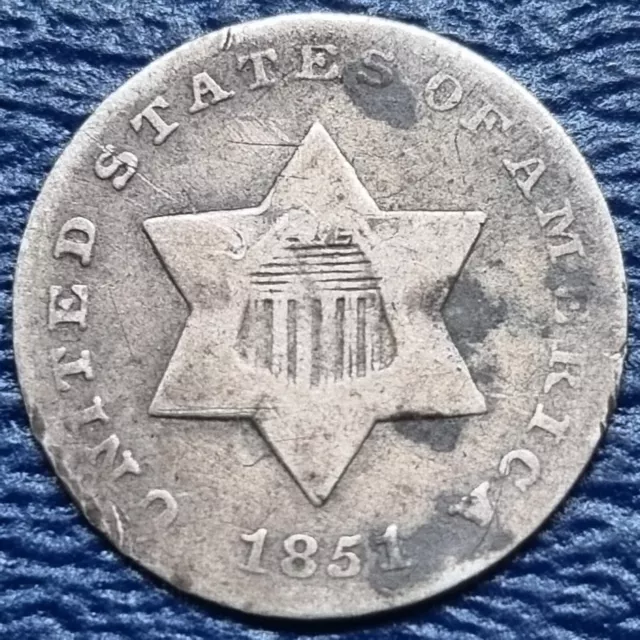 1851 Three Cent Silver Trime 3c Better Grade #72986