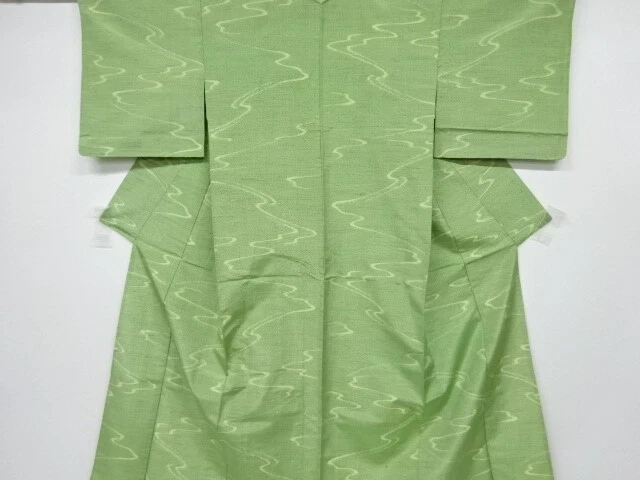 6450685: Japanese Kimono / Antique Hitoe Kimono / Tsumugi / Woven Stream