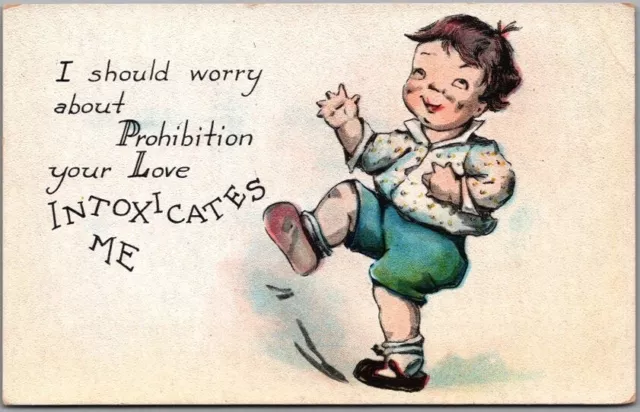 c1920s Drinking / Alcohol Comic Postcard "I Should Worry About Prohibition--"