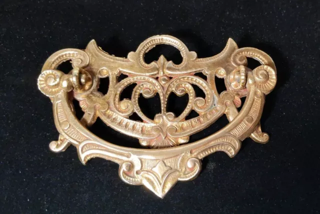 Antique Cast Brass Large Drawer Cabinet Pull  Very Old and Substantial