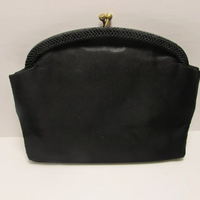 Twifaille by Rosenfeld Black Satin Handbag Vintage 7x8