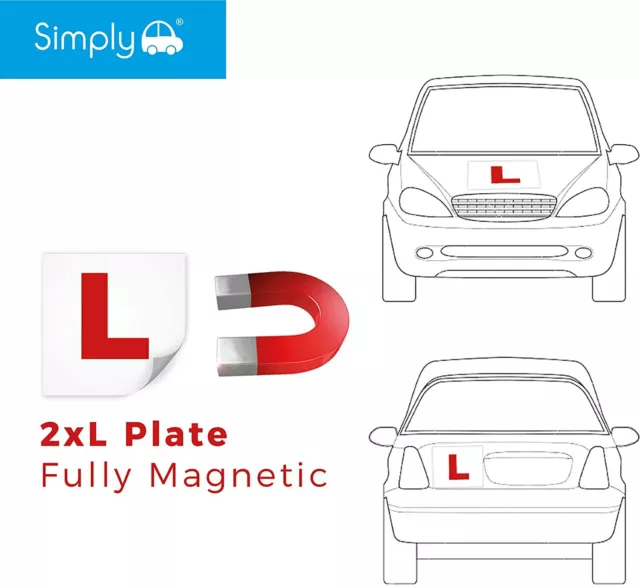 L Plates for Learning Drivers Easy on off 2 x Red Fully Magnetic Learner Driver 2