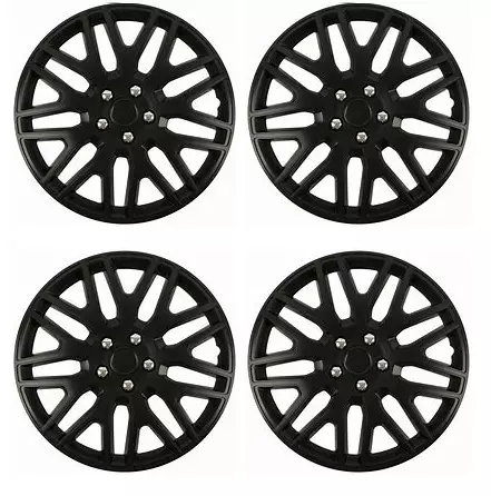 Wheel Trims 15" Hub Caps Plastic Covers Set of 4 Black Fits Peugeot