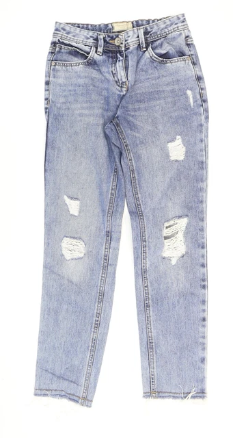 Jeans dritti blu cotone NEXT da ragazza taglia 12 anni cerniera normale - Loo effetto invecchiato