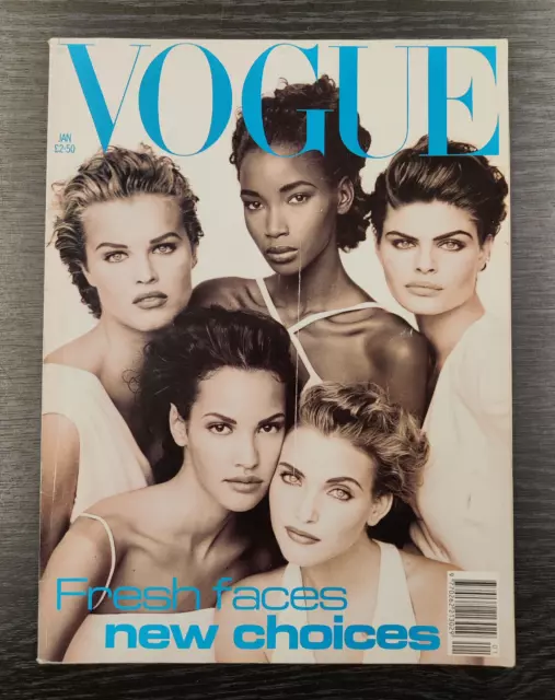 VOGUE Magazine: January 1992 - Eva Herzigova, Claudia Mason, Nadja Auermann