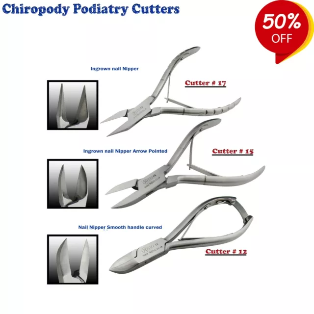 Set of 3 Chiropody Ingrown Heavy Duty Thick Toe Nail Nippers Podiatry CE