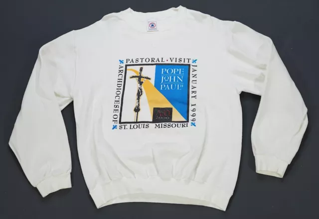 Rare Vintage Pope John Paul II St. Louis Pastoral Visit 1999 Sweatshirt 90s SZ M