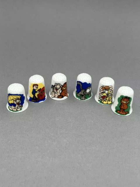 Garfield and Friends English fine bone china thimbles full set of six