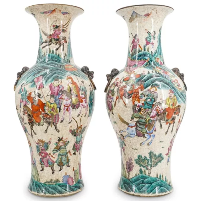 A rare pair of large Chinese “Ge” glazed vase, Daoguang period, 19th century