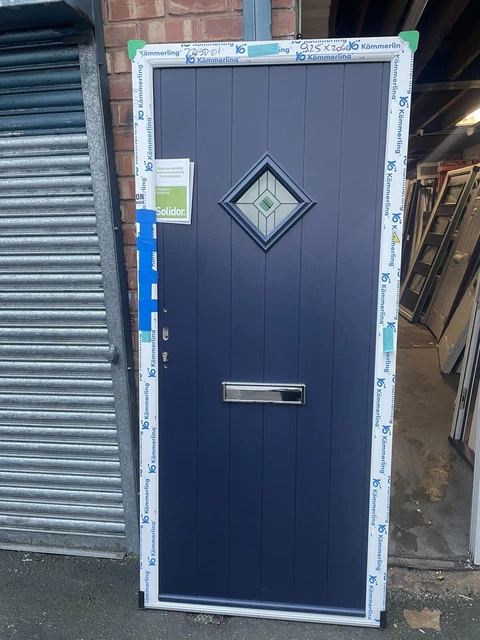 Brand New Solidor Navy  Composite Door In A White Frame- 925 X 2060 Mm