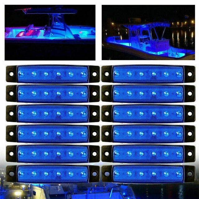 12x/set Marine Boat LED-Cabin Deck Courtesy Light Stern Transom Lights Blue