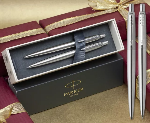 Parker Jotter Edelstahl Kugelschreiber & Bleistift Set in Geschenkbox